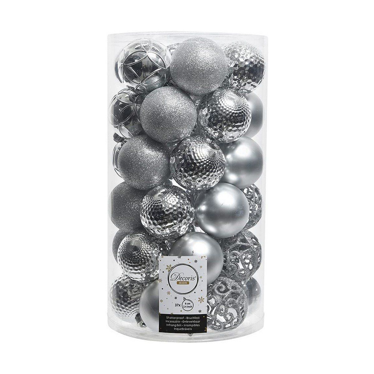 Bolas de Navidad Decoris Plateado 37 Piezas