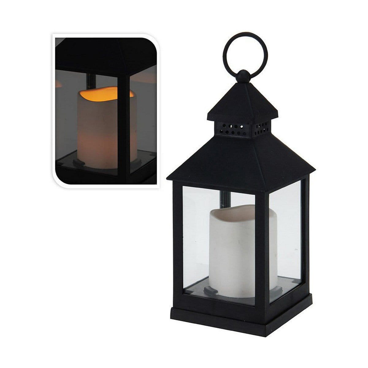 Farolillo Negro Metal Vela LED