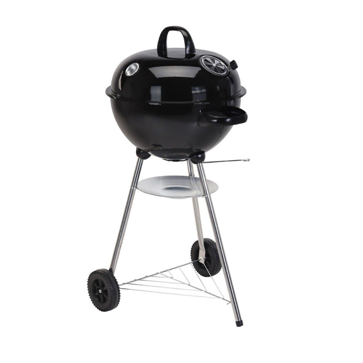 Barbacoa de Carbón con Ruedas Negro 47 x 90 cm Redonda