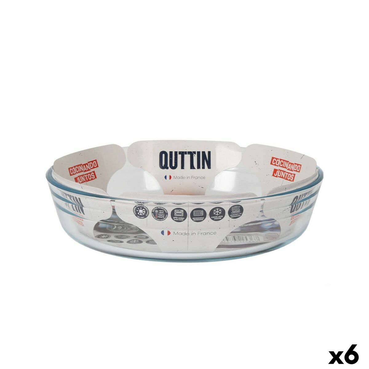 Fuente para Horno Quttin Vidrio 1,7 L ø 23 x 5,3 cm (6 Unidades)