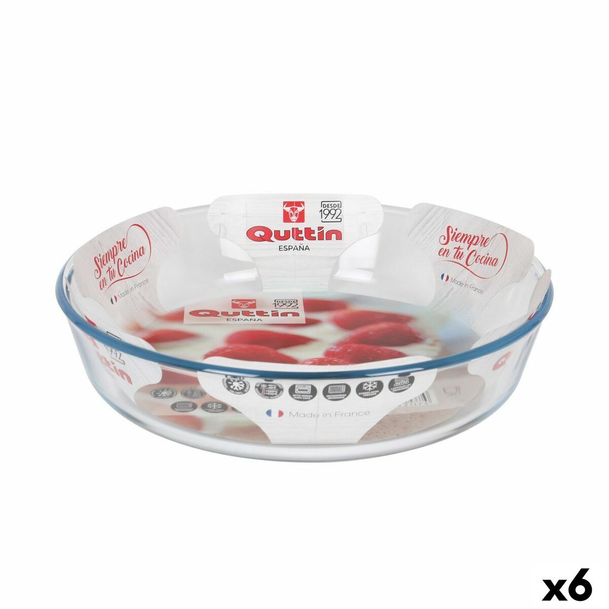 Fuente para Horno Quttin Vidrio 2,3 L ø 26 x 5,9 cm (6 Unidades)