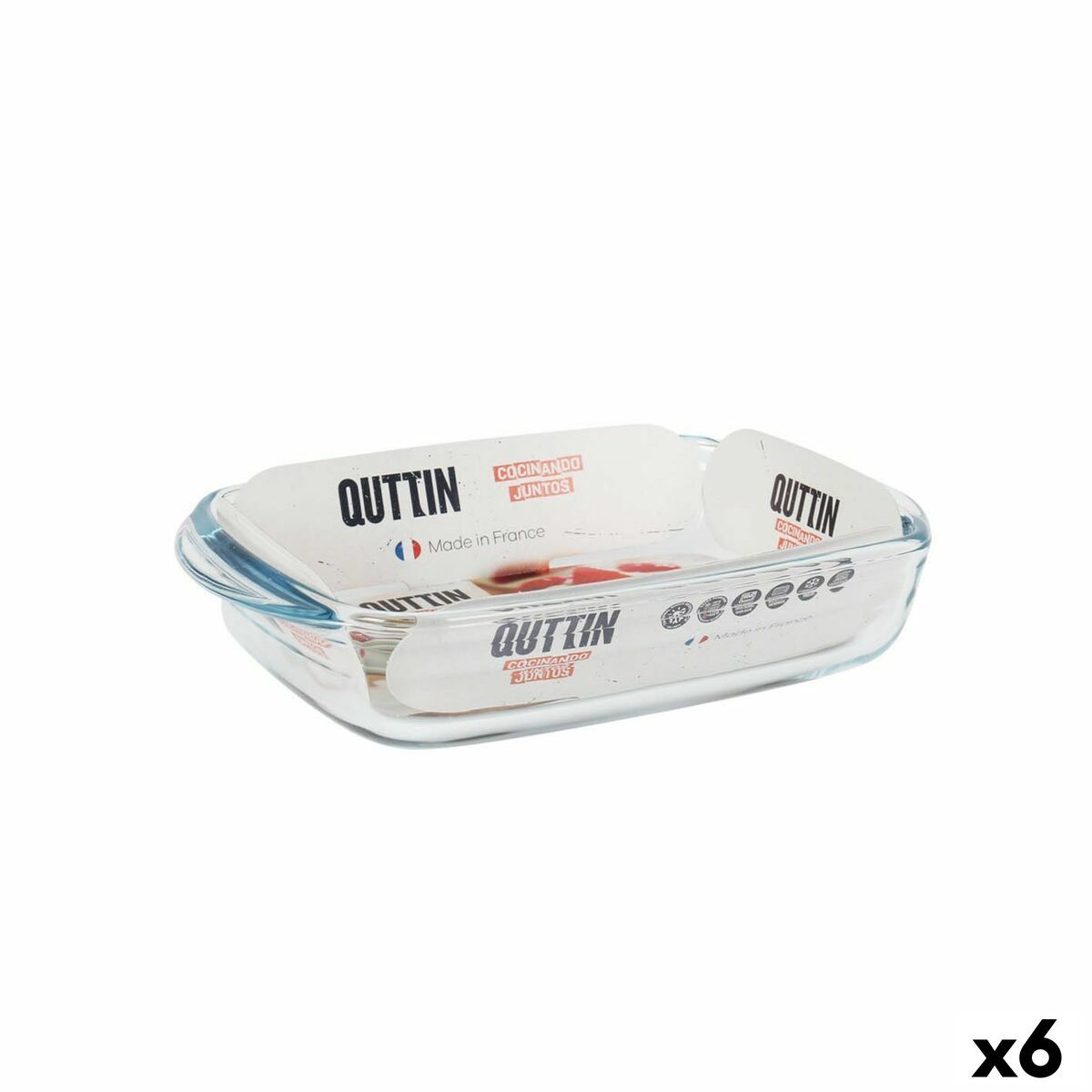 Fuente para Horno Quttin Vidrio Rectangular 950 ml 22,8 x 14,9 x 4,5 cm (6 Unidades)