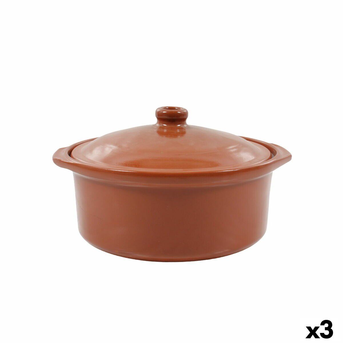Cazuela Azofra Barro cocido 24,5 x 23 x 16,7 cm Con Tapa (3 Unidades)