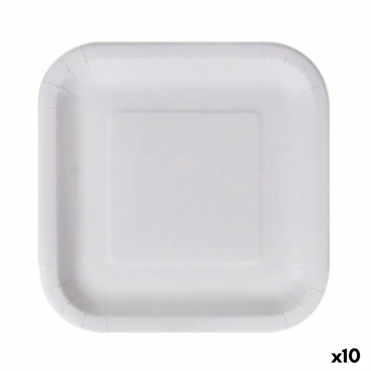 Set de Platos Algon Desechables Blanco Cartón Cuadrado 23 cm (10 Unidades)