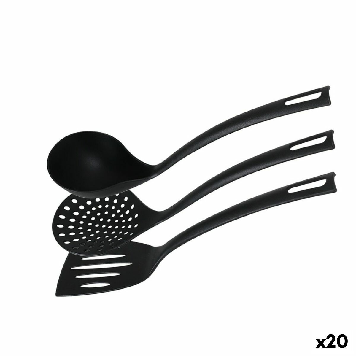 Juego de Utensilios de Cocina Quttin Nailon Negro 3 Piezas (20 Unidades)