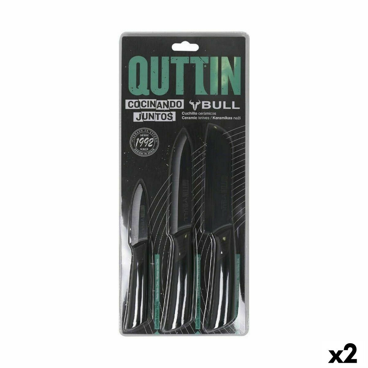 Set de Cuchillos Quttin Bull Cerámico 3 Piezas (2 Unidades)