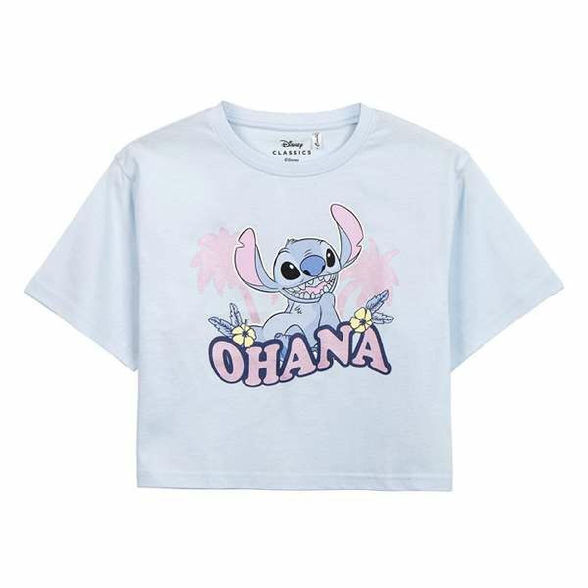 Camiseta de Manga Corta Infantil Stitch Rosa claro