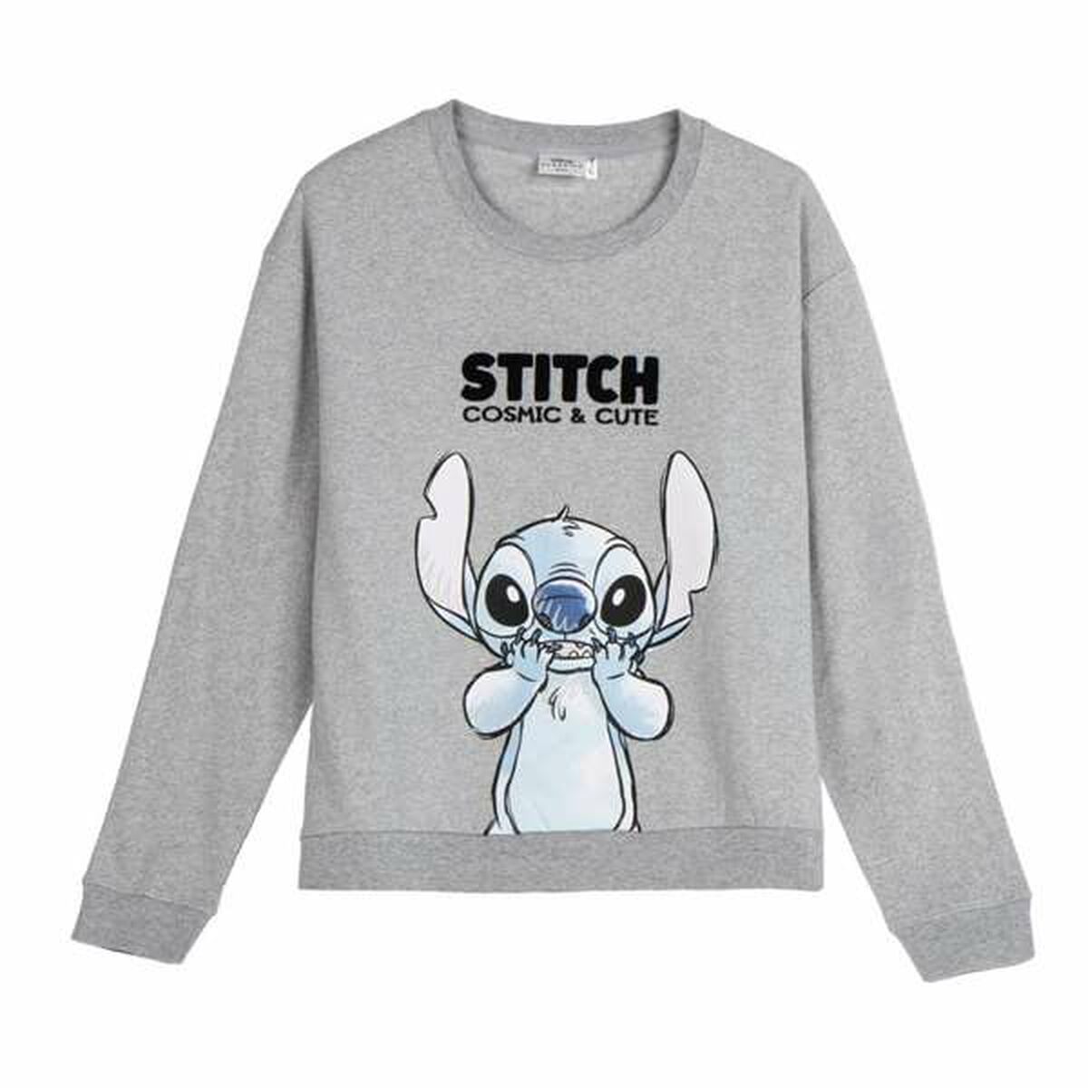 Sudadera sin Capucha Mujer Stitch Gris