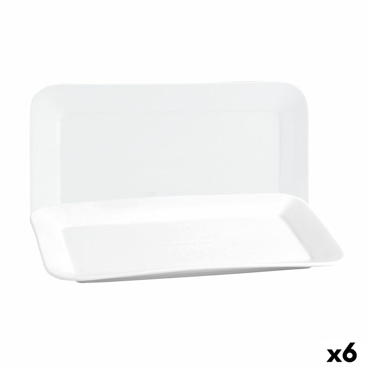 Fuente de Cocina Quid Basic Rectangular Cerámica Blanco (6 Unidades) (31 x 18 cm)