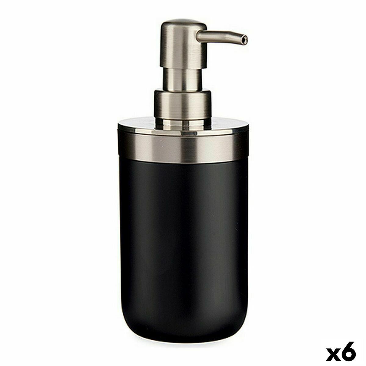 Dispensador de Jabón Berilo Negro Plateado Acero Inoxidable Plástico 350 ml 9 x 17 x 8 cm (6 Unidades)