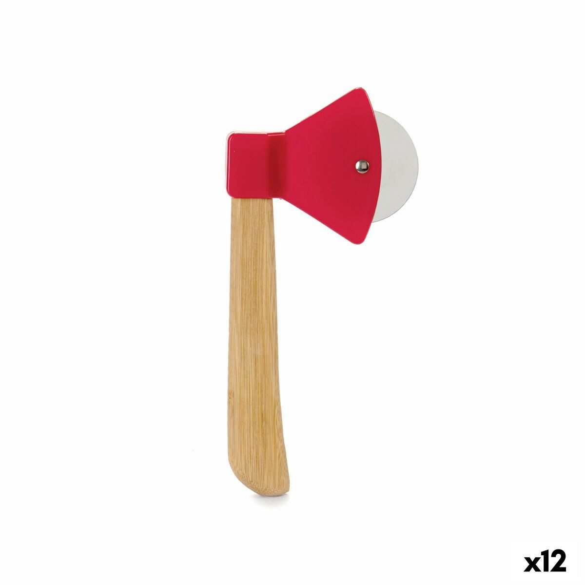 Cortador de Pizza Kinvara Marrón Rojo Bambú Acero Inoxidable Polipropileno 21,7 x 2 x 10 cm 14 x 29 x 2,5 cm Hacha (12 Unidades)