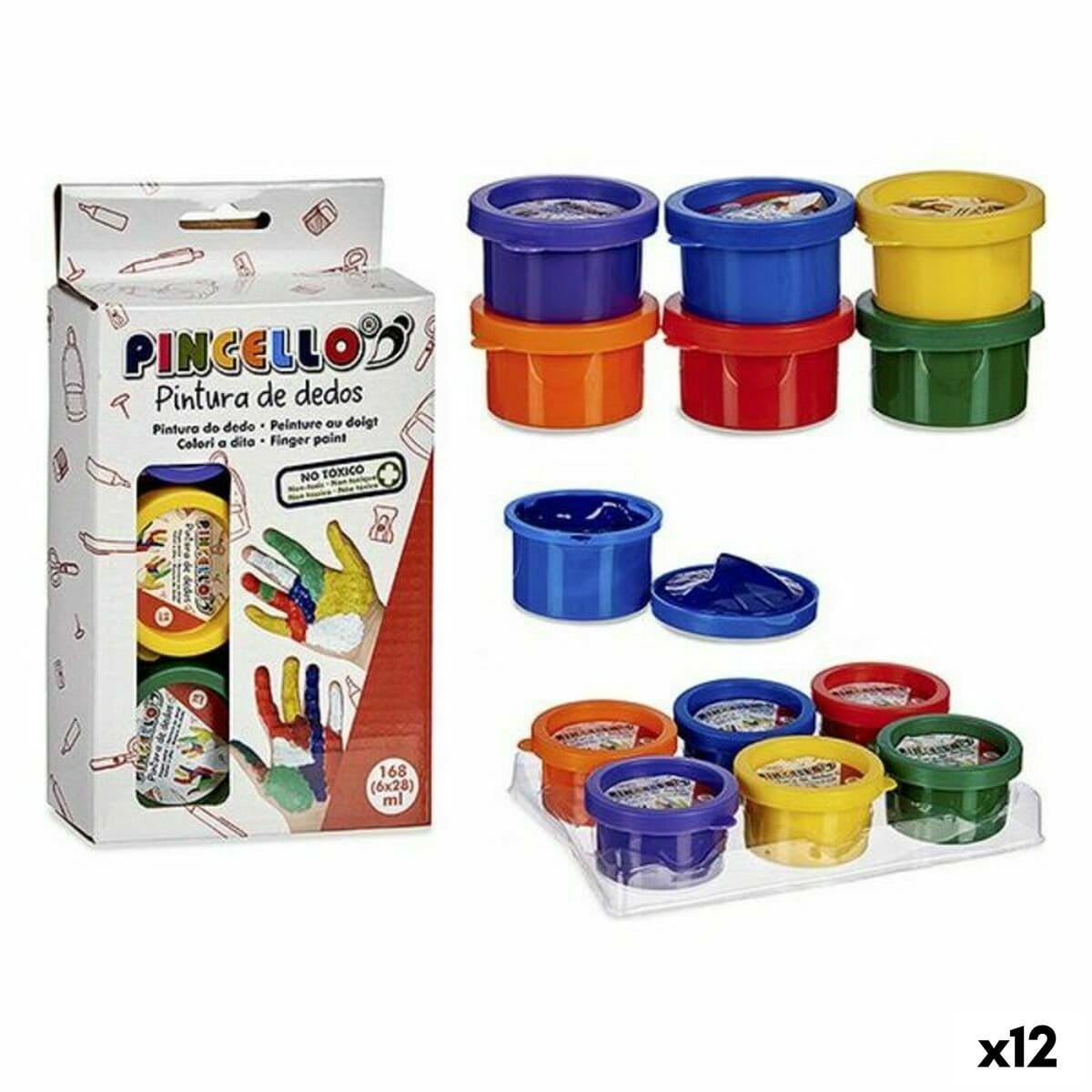 Pintura de Dedos Pincello De dedos Amarillo Azul Rojo Verde Morado Naranja (12 Unidades)