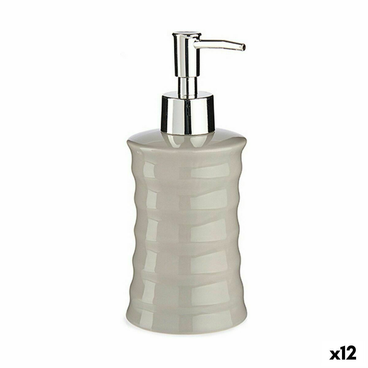 Dispensador de Jabón Berilo Gris Metal Cerámica Ondas 260 ml (12 Unidades)