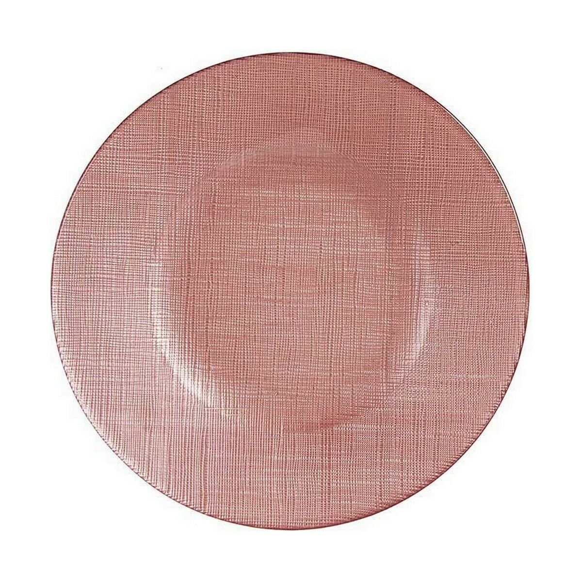 Plato Llano Vivalto Rosa Vidrio 21 x 2 x 21 cm (6 Unidades)