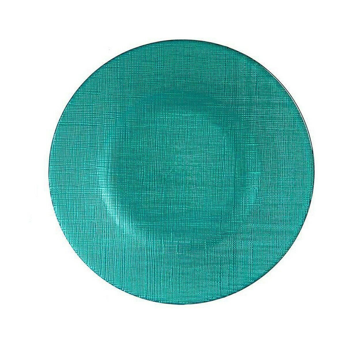 Plato Llano Vivalto Turquesa Vidrio 21 x 2 x 21 cm (6 Unidades)