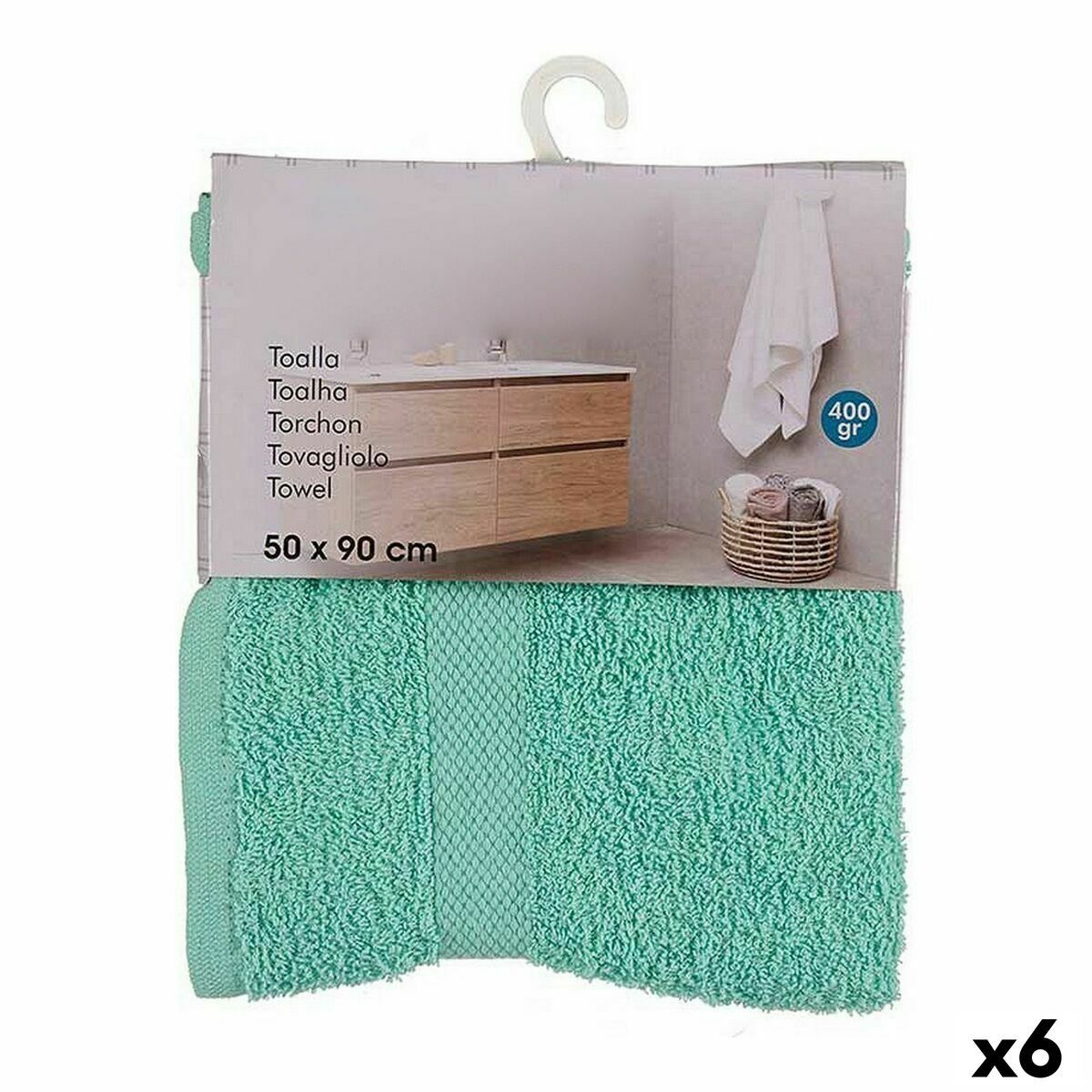 Toalla de baño Berilo Turquesa 80 % algodón 20 % Poliéster 50 x 90 cm (6 Unidades)