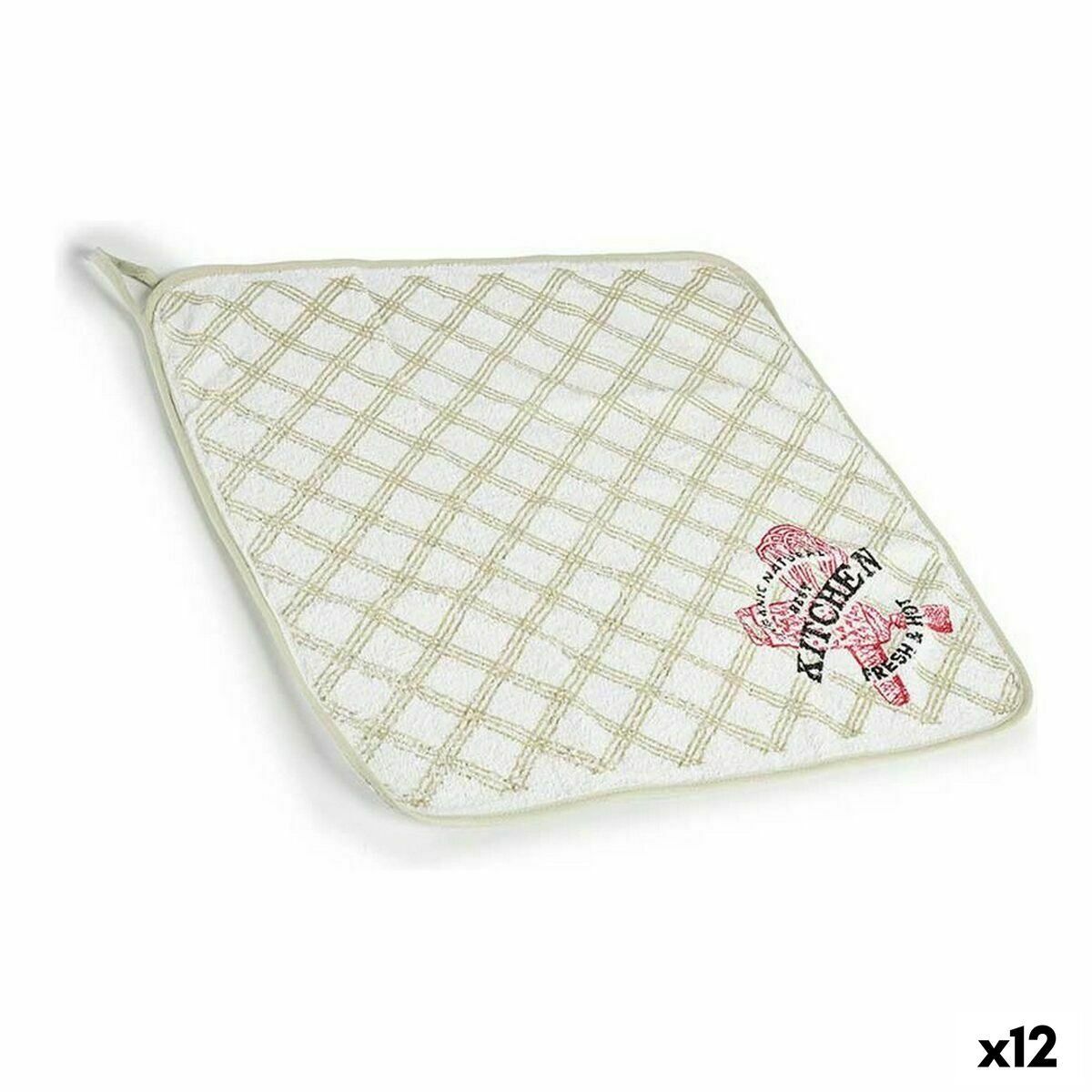 Paño de Cocina Kinvara Blanco Verde 50 x 0,3 x 50 cm (12 Unidades)