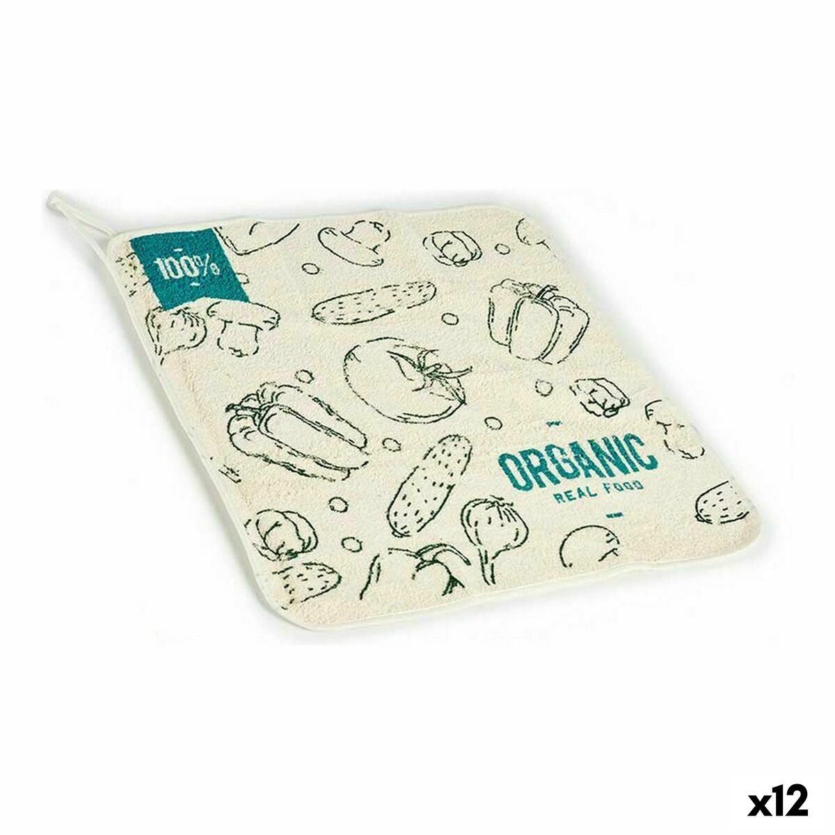 Paño de Cocina Kinvara Blanco Verde 50 x 0,3 x 50 cm (12 Unidades)