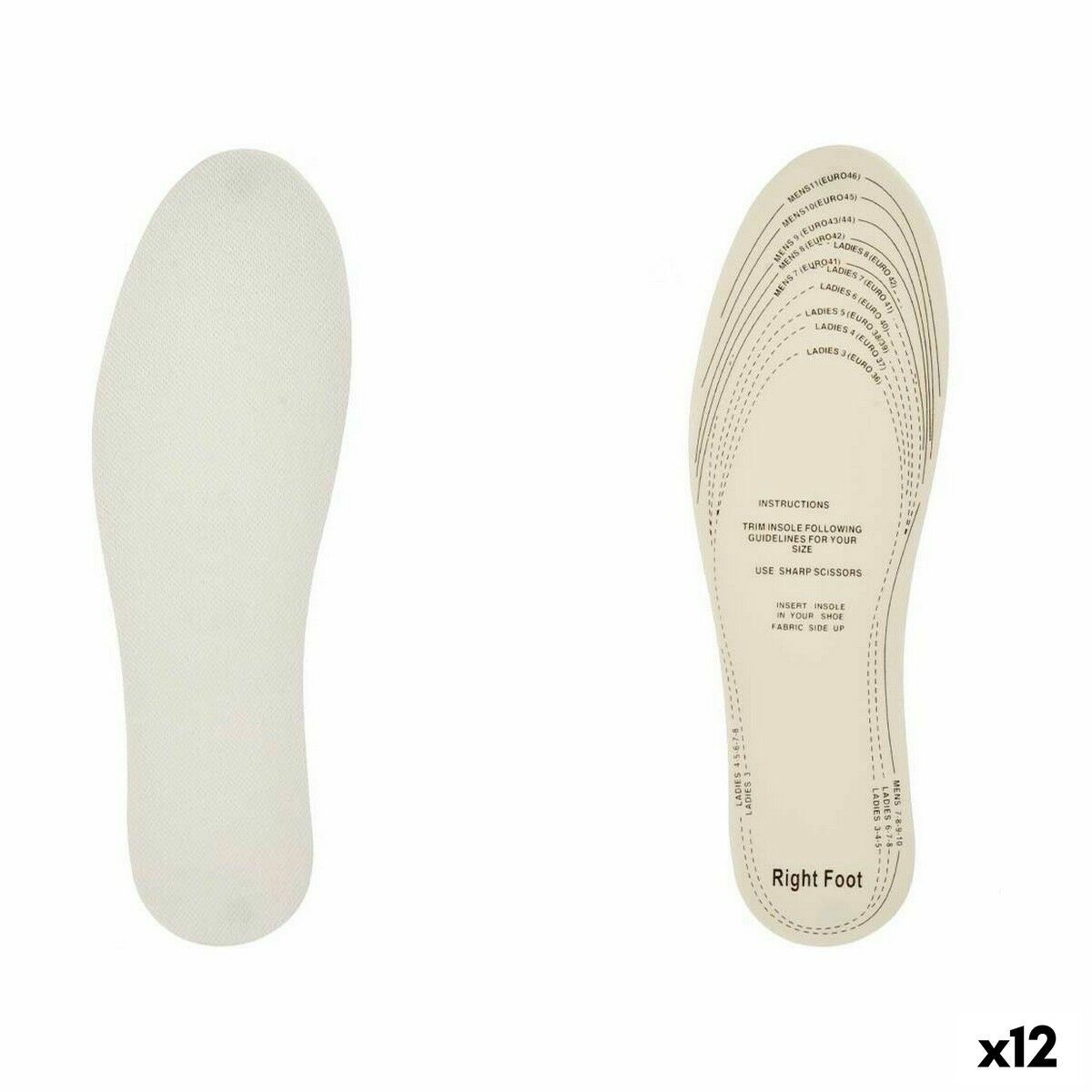 Plantillas Extra COmfort Blanco Plástico Látex TNT (Non Woven) 9,5 x 29,5 cm 11,5 x 0,5 x 36 cm (12 Unidades)