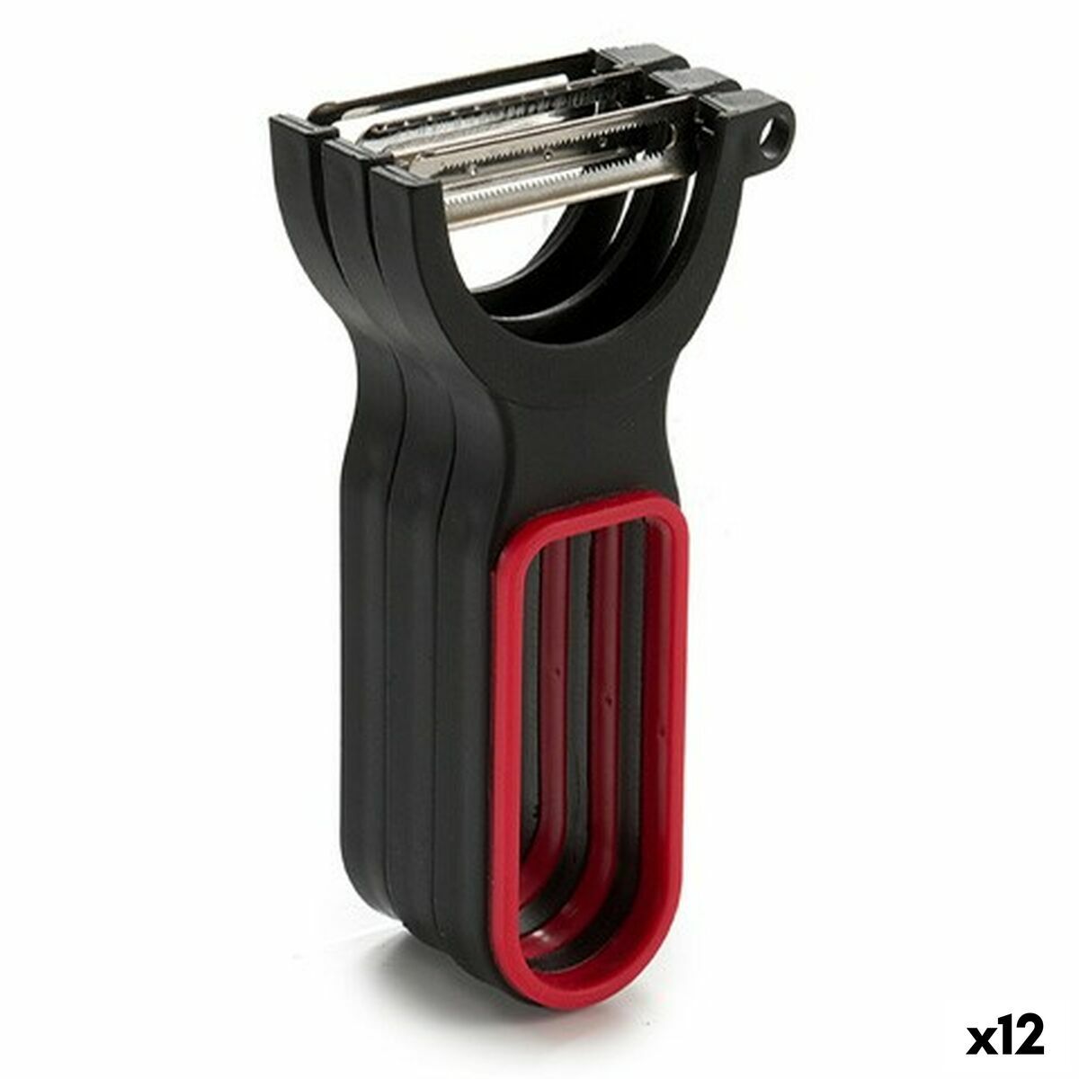 Pelador Kinvara Negro Rojo Acero Caucho Polipropileno 11 x 17,5 x 4,5 cm Set (12 Unidades)