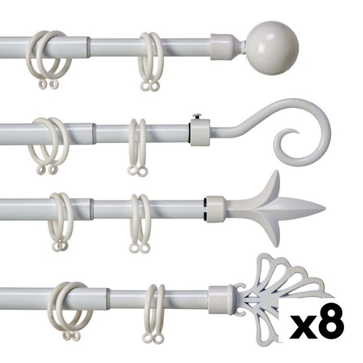 Barra para Cortinas Gift Decor Extensible 170 - 320 cm (8 Unidades)