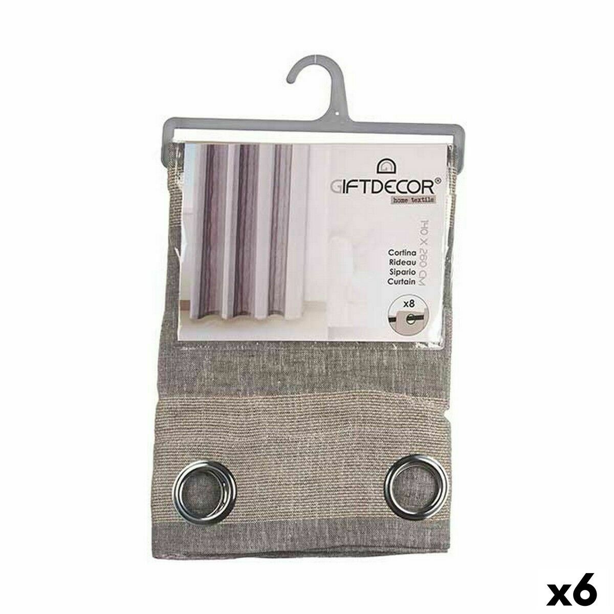 Cortina Gift Decor Beige Gris 140 x 0,1 x 260 cm (6 Unidades)