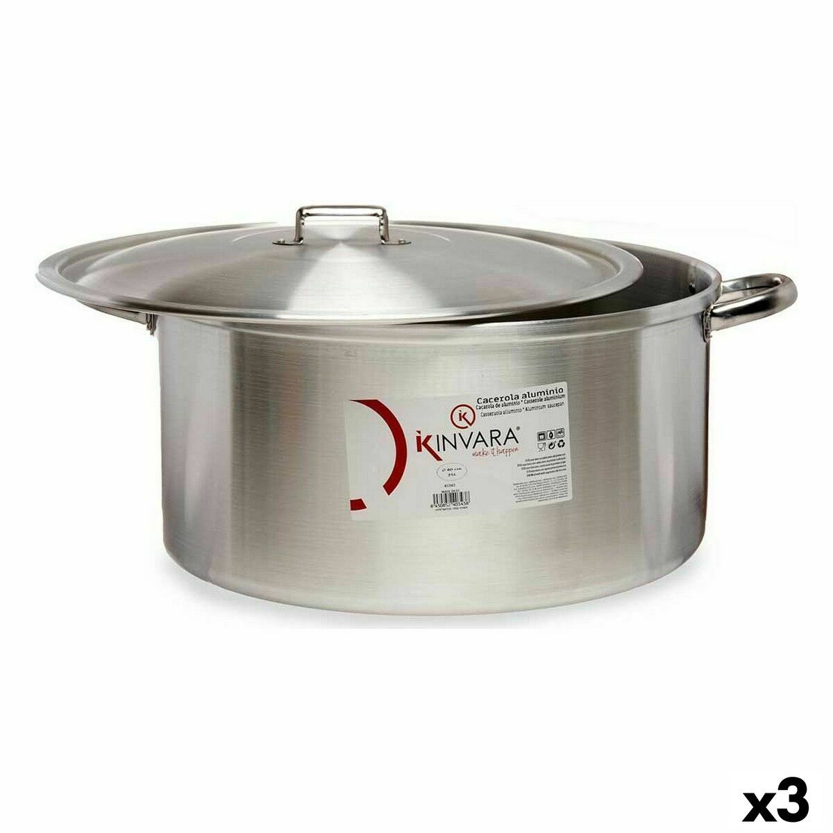 Cacerola Con Tapa Kinvara Plateado 53 x 24 x 43 cm (3 Unidades)