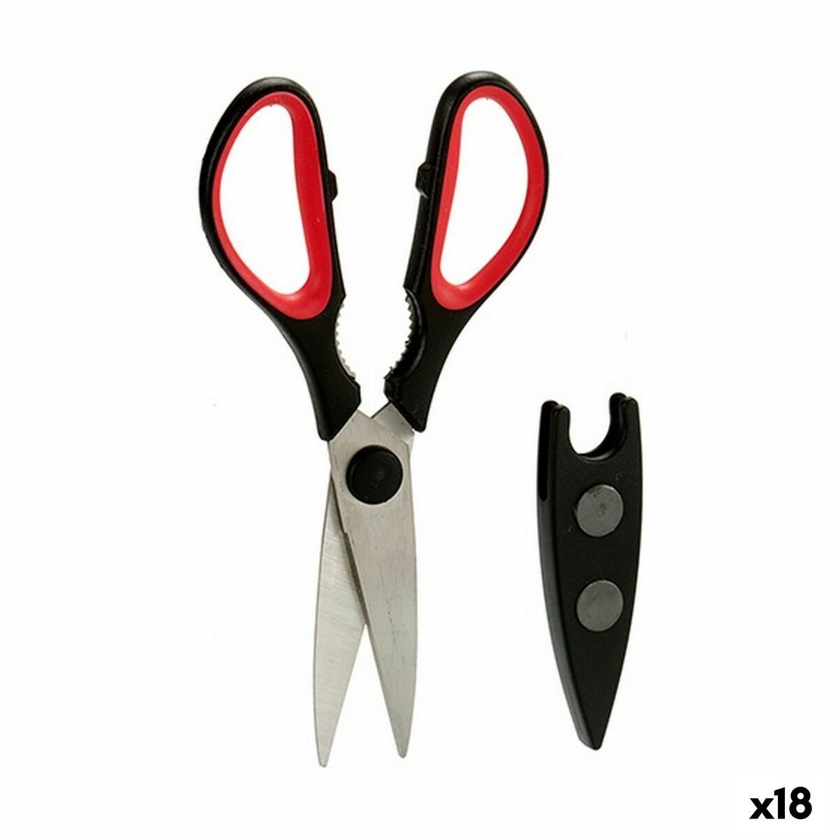 Tijeras de Cocina Kinvara Negro Rojo Acero Caucho Polipropileno 21 x 8 x 1 cm 16 x 27,5 x 1,5 cm Cocina (18 Unidades)