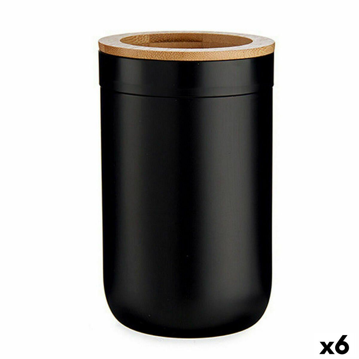 Portacepillos de Dientes Berilo Marrón Negro Natural Bambú Polipropileno 7,7 x 11,5 x 7,7 cm (6 Unidades)