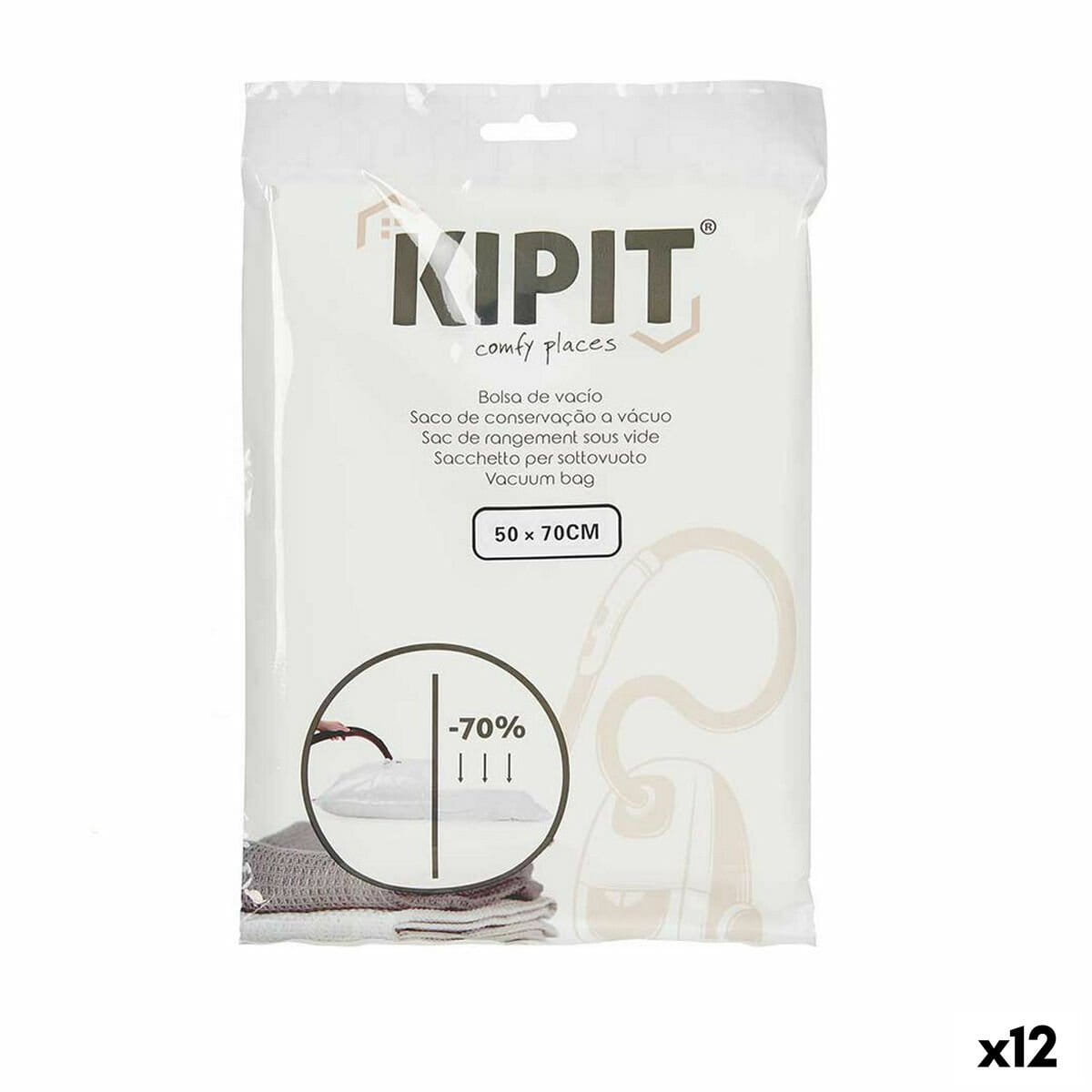 Bolsas de Vacío Kipit Transparente Plástico 50 x 70 cm (12 Unidades)