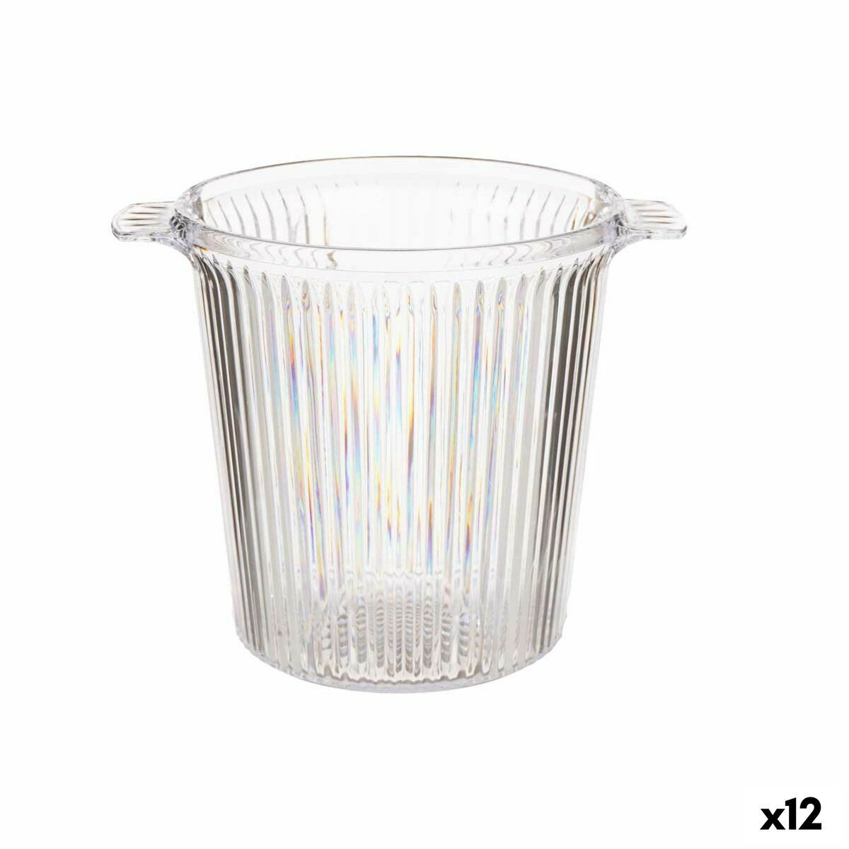 Cubitera Leknes Transparente Poliestireno Rayas 16,5 x 17 x 21 cm (12 Unidades)