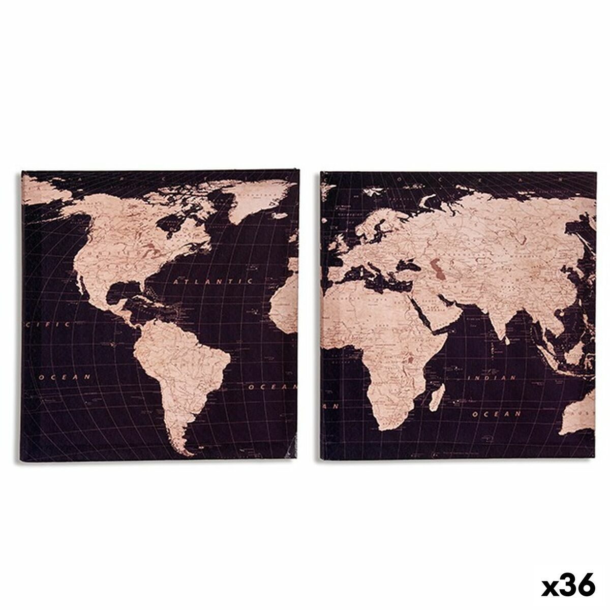 Lienzo Gift Decor Mapamundi 1,5 x 28 x 28 cm (36 Unidades)
