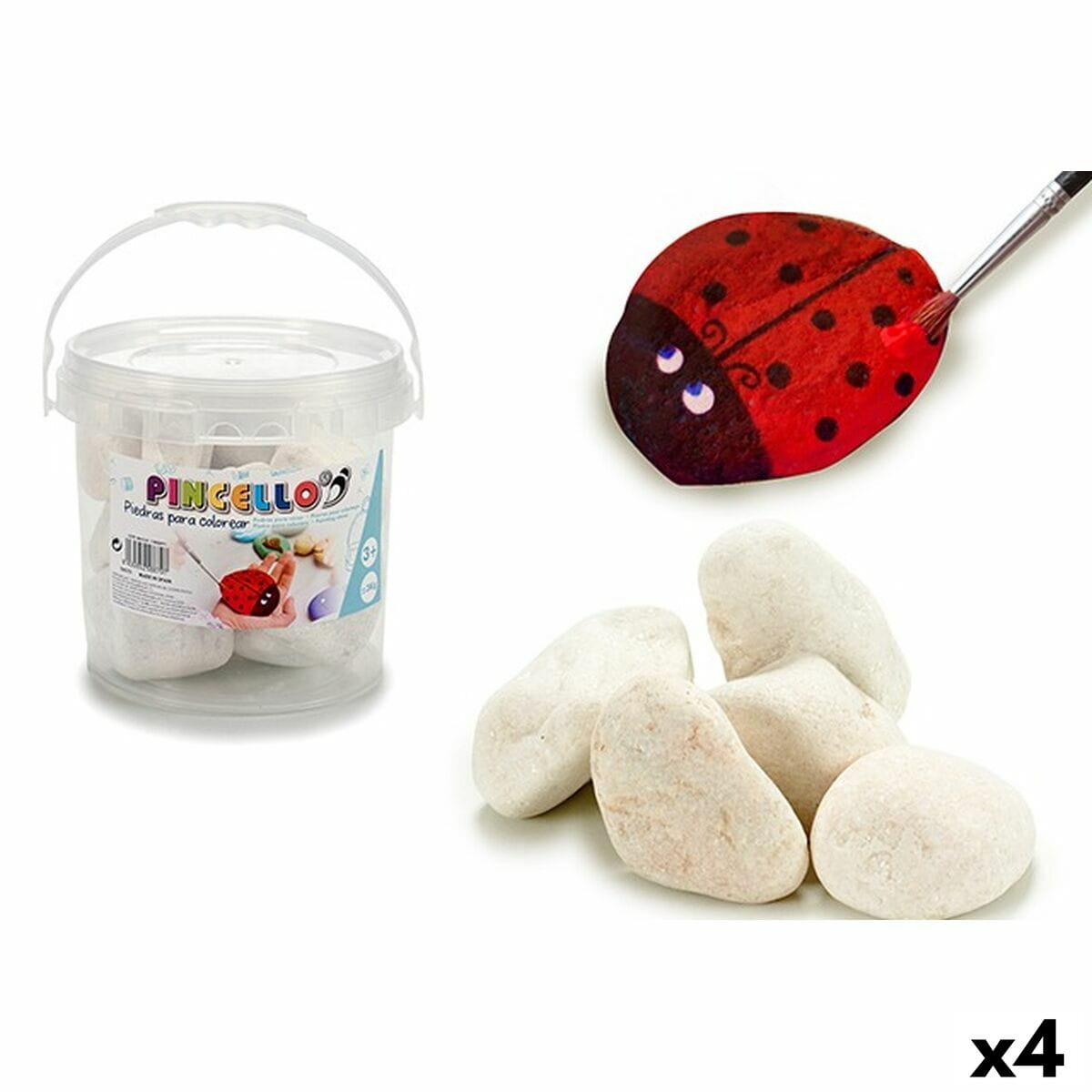 Set de Piedras Pincello Blanco 3 Kg 18 x 16 x 18 cm Manualidades (4 Unidades)