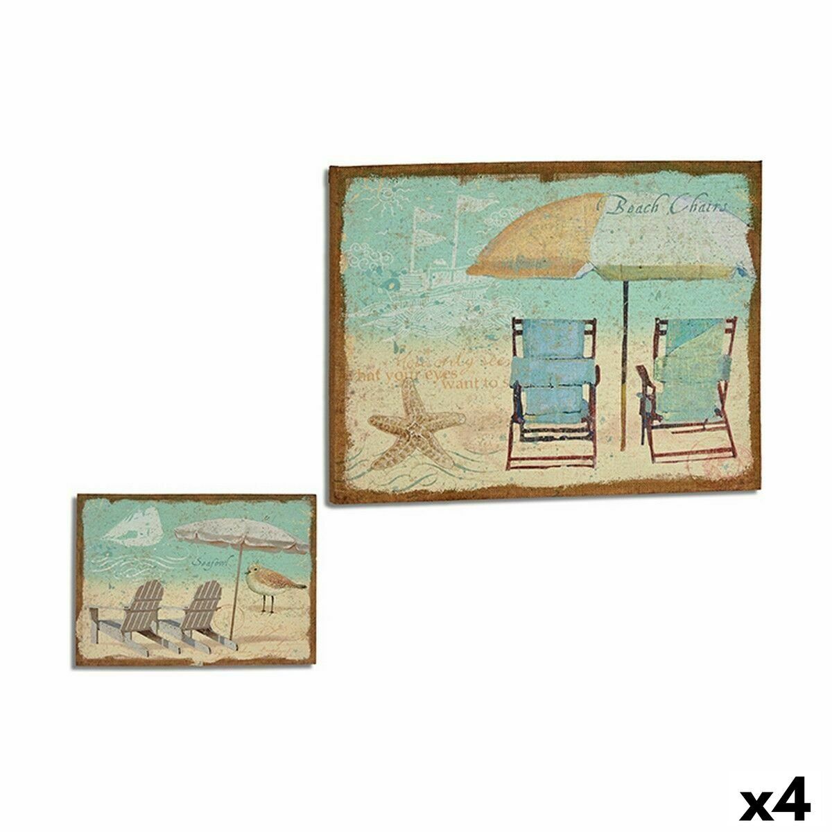 Lienzo Gift Decor Playa 70 x 3 x 50 cm (4 Unidades)