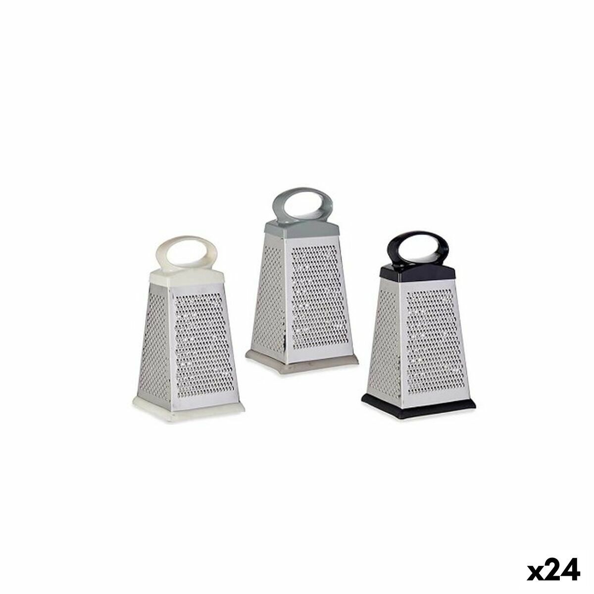 Rallador Kinvara Blanco Negro Gris Plata Goma Acero Inoxidable Plástico 11,5 x 22,5 x 10 cm (24 Unidades)