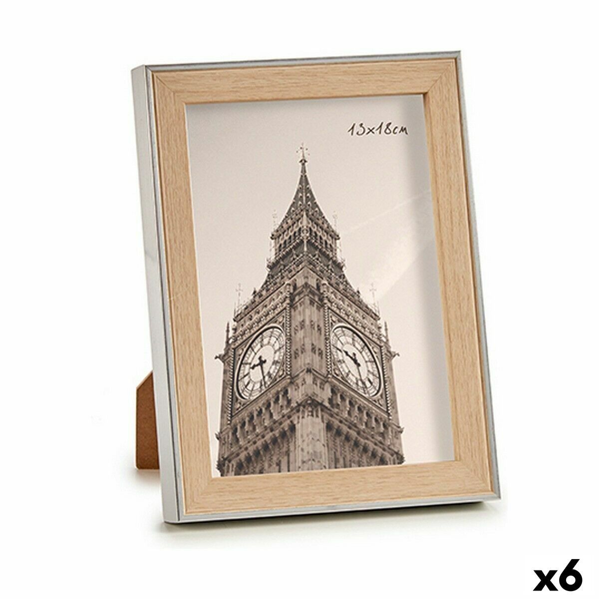 Marco de Fotos Gift Decor Marrón Plateado Natural Vidrio Polipropileno (6 Unidades)