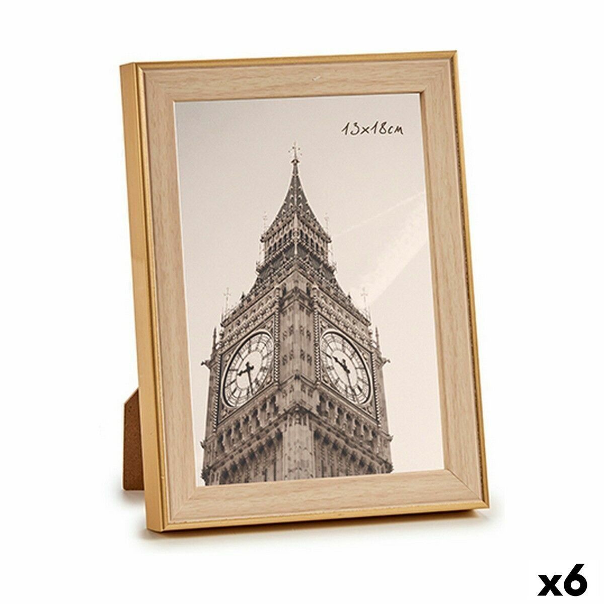 Marco de Fotos Gift Decor Marrón Dorado Natural Vidrio Polipropileno (6 Unidades)