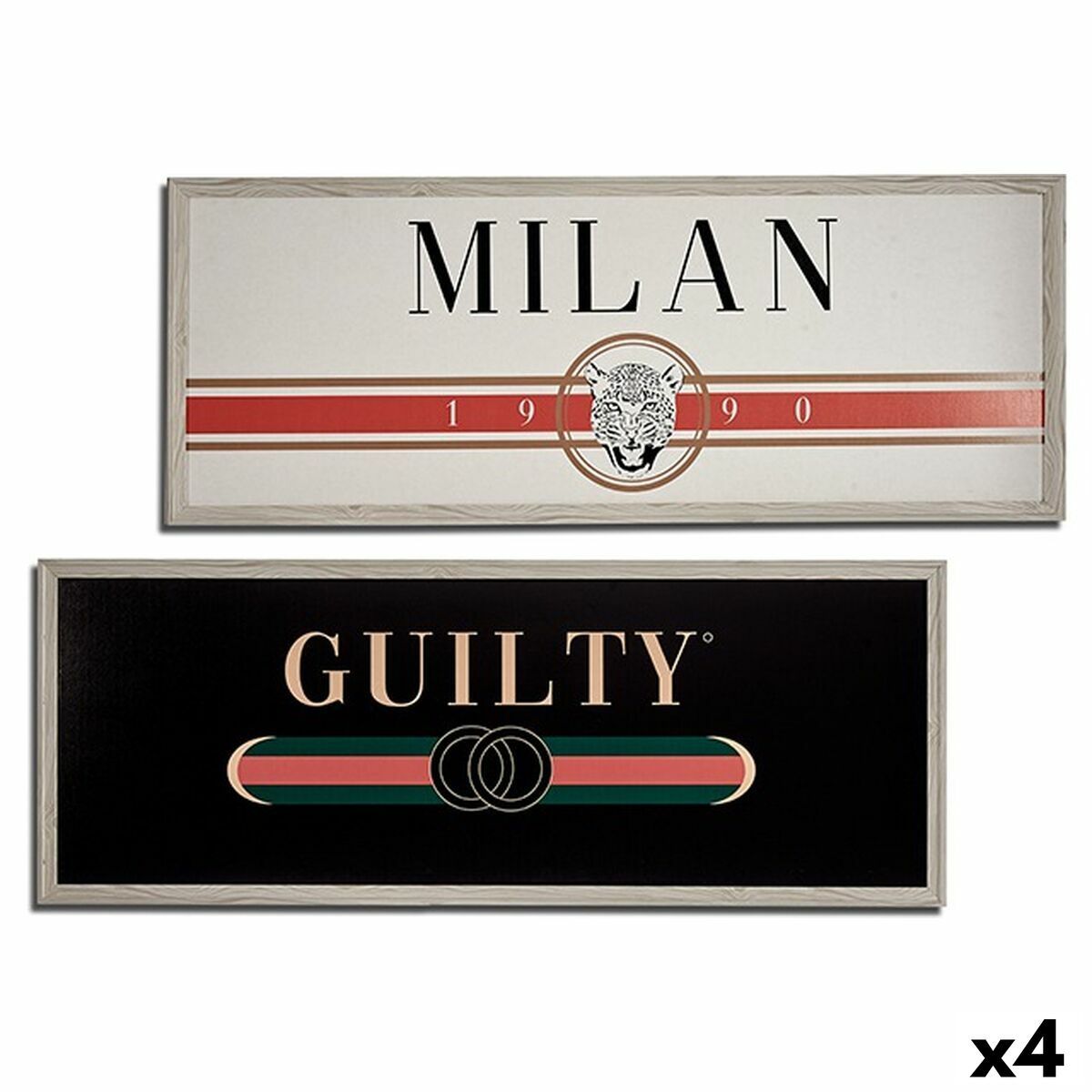 Cuadro Gift Decor GUILTY MILAN Blanco Negro Beige Crema Aglomerado 2 x 46 x 121 cm (4 Unidades)