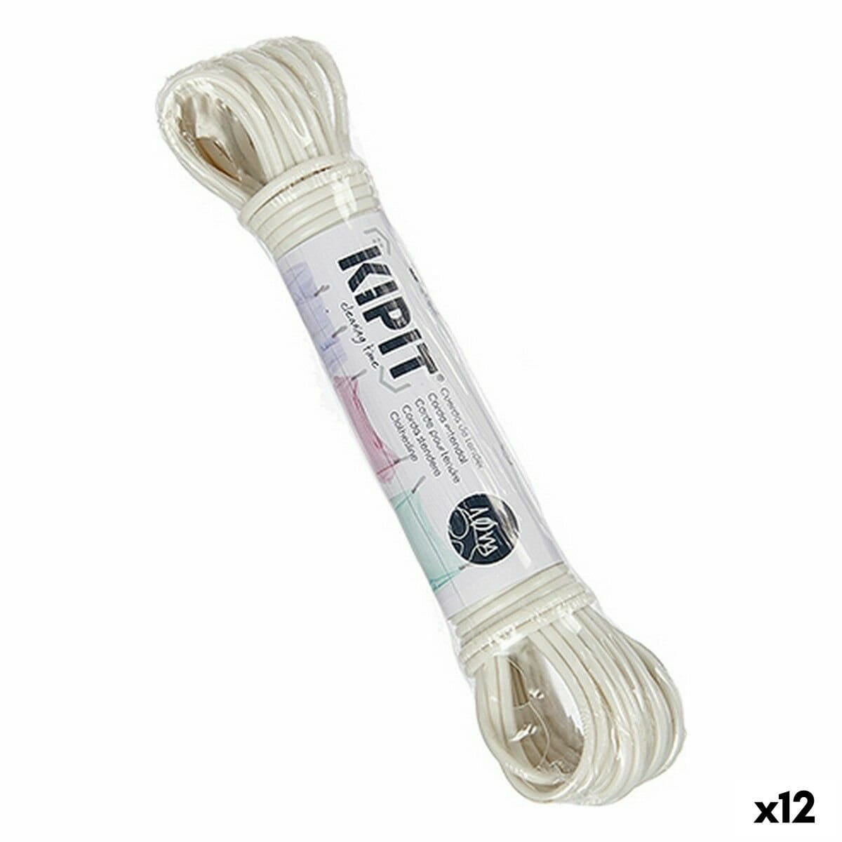 Cuerda para Tender Kipit Blanco PVC 10 m 18 x 3 x 4 cm (12 Unidades)