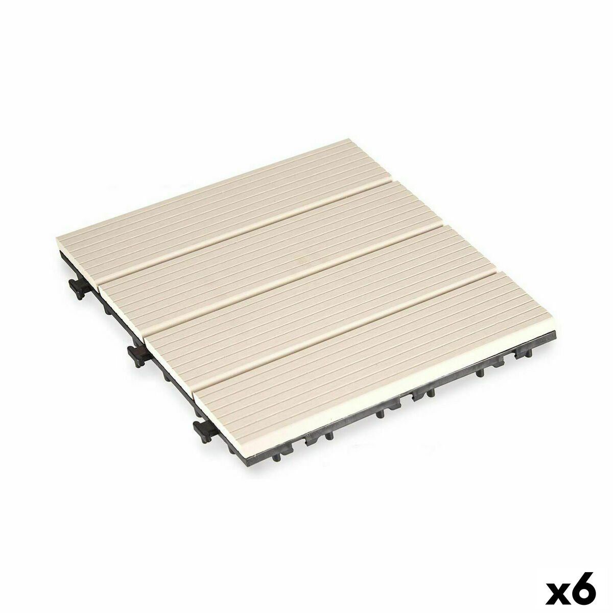 Baldosa Encajable Ibergarden Beige Madera Polietileno Composite 30 x 2,6 x 30 cm (6 Unidades)
