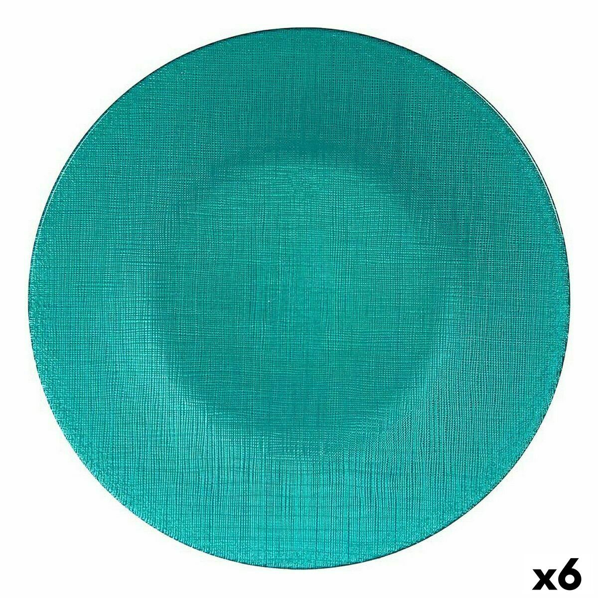 Plato Llano Vivalto Turquesa Vidrio 27,5 x 2 x 27,5 cm (6 Unidades)