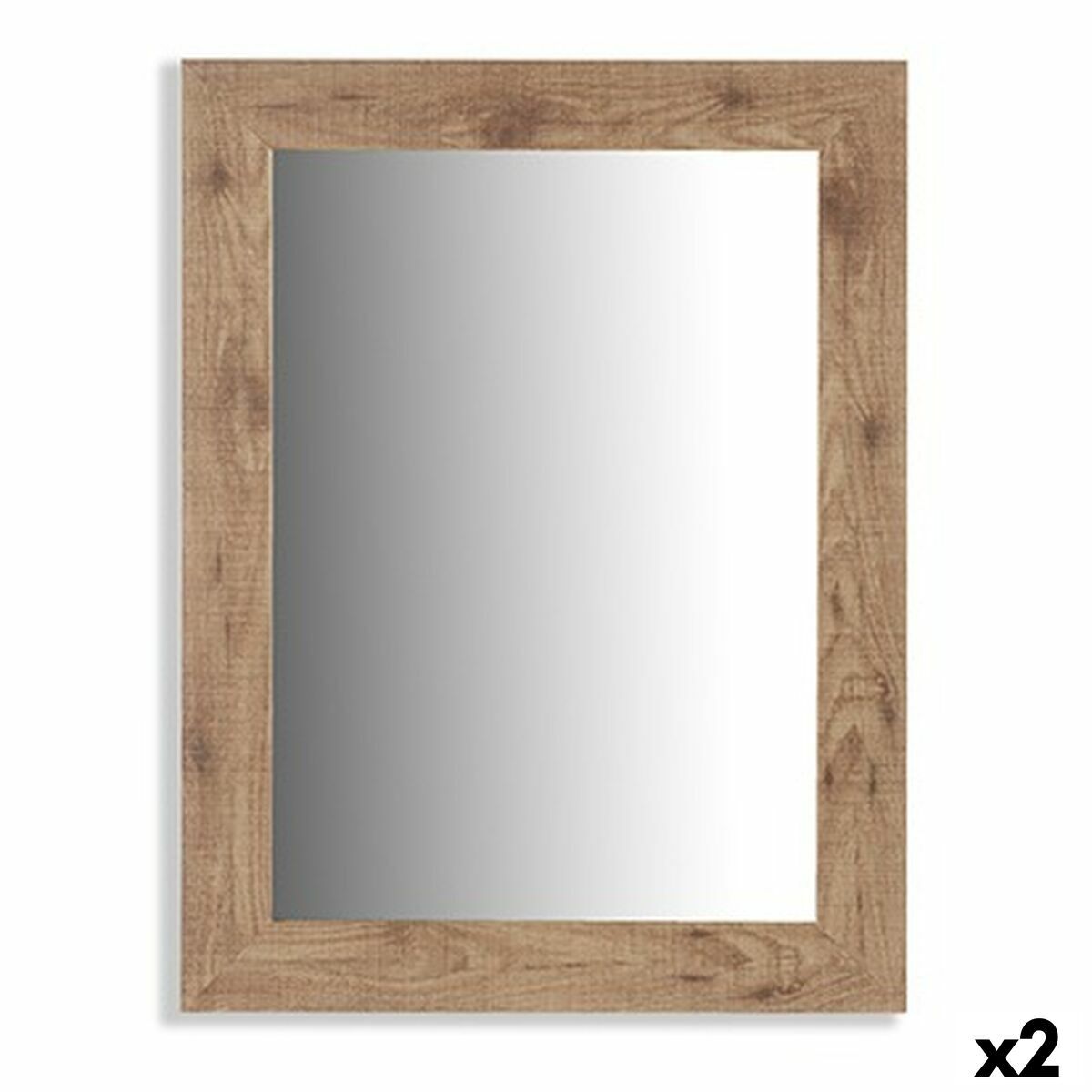 Espejo de pared Gift Decor Marrón 66 x 85 x 2 cm 64,5 x 84,5 x 1,5 cm Rectangular (2 Unidades)