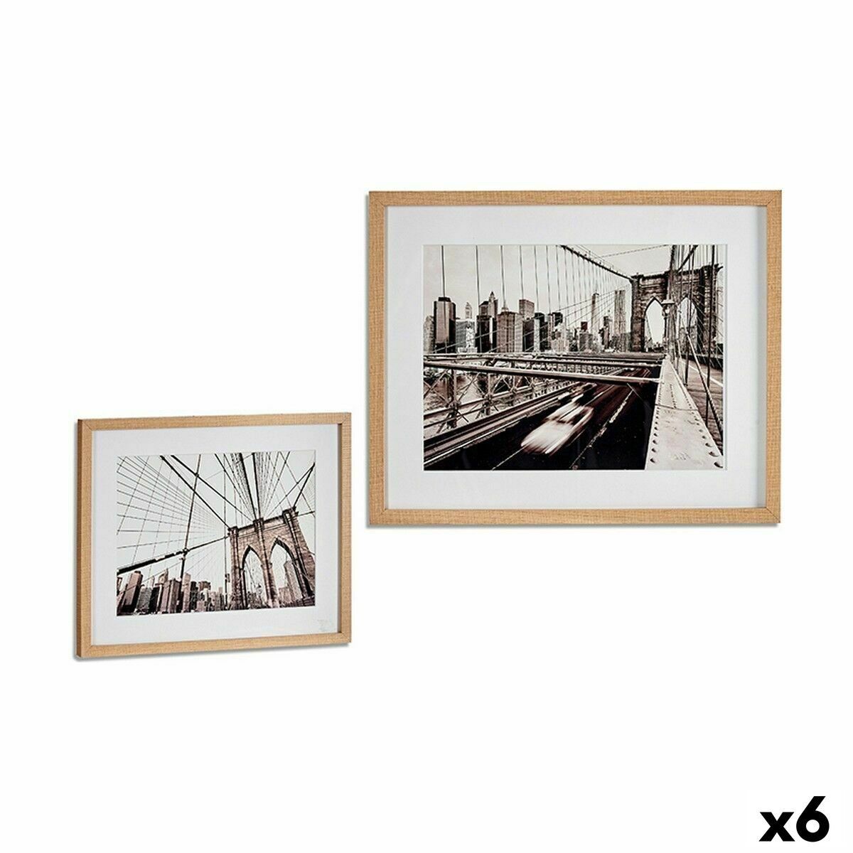 Cuadro Gift Decor Marrón Madera Vidrio 43 x 3 x 53 cm (6 Unidades)