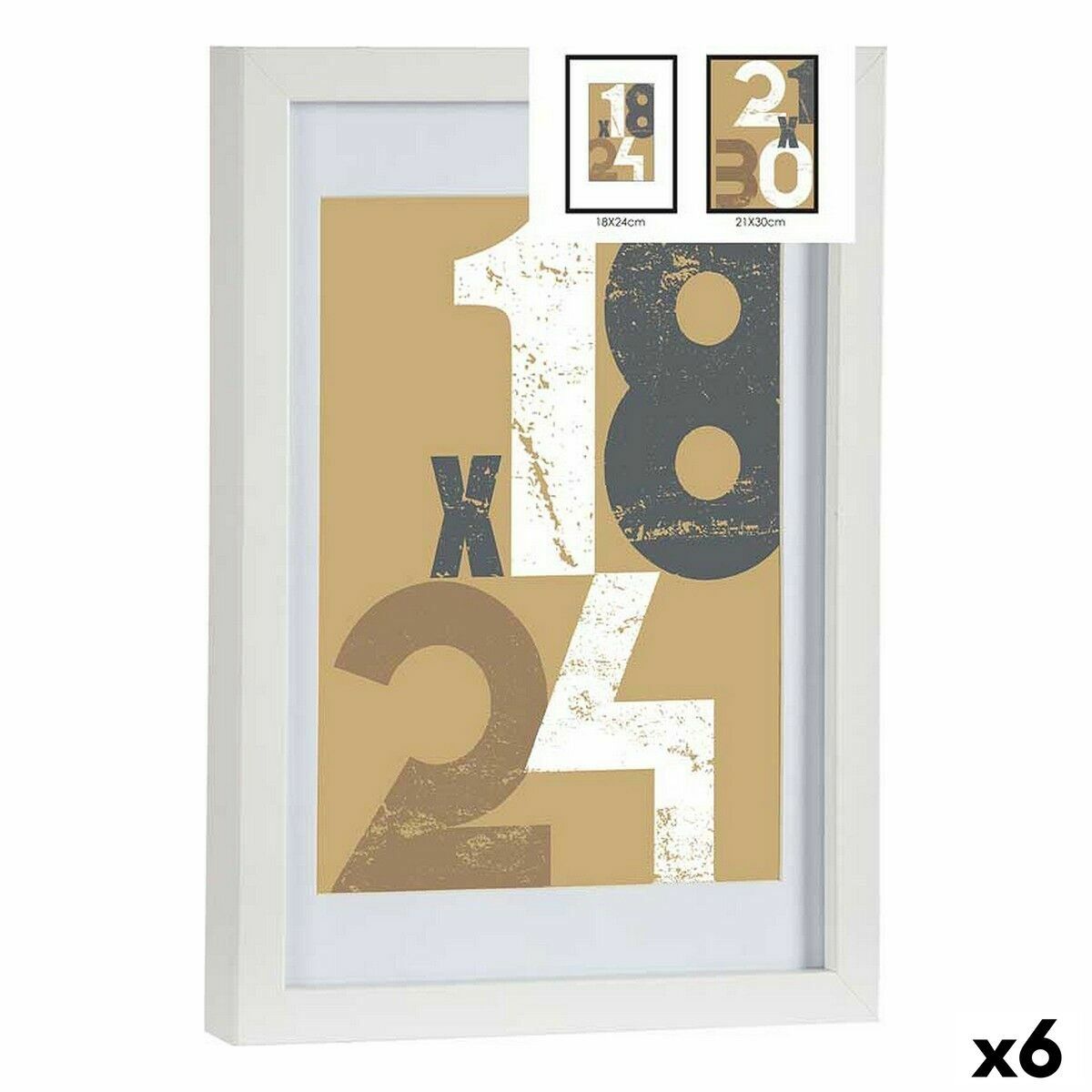 Marco de Fotos Gift Decor Blanco Vidrio Madera MDF (6 Unidades)