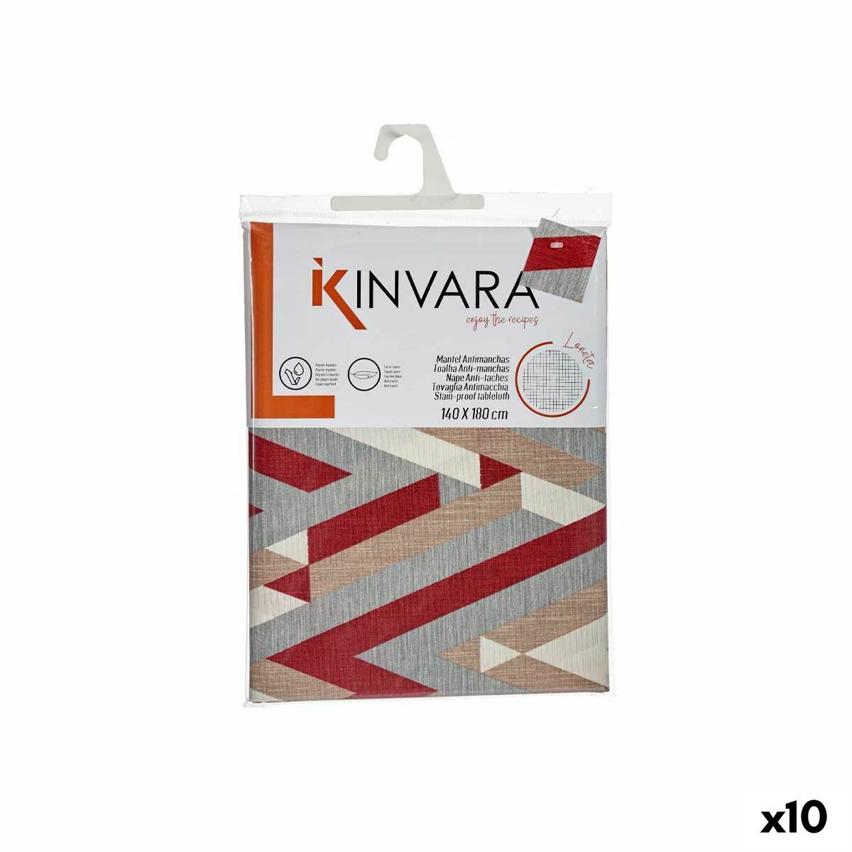 Mantel antimanchas Kinvara Gris Granate Loneta Antimanchas Rayas 140 x 180 cm (10 Unidades)