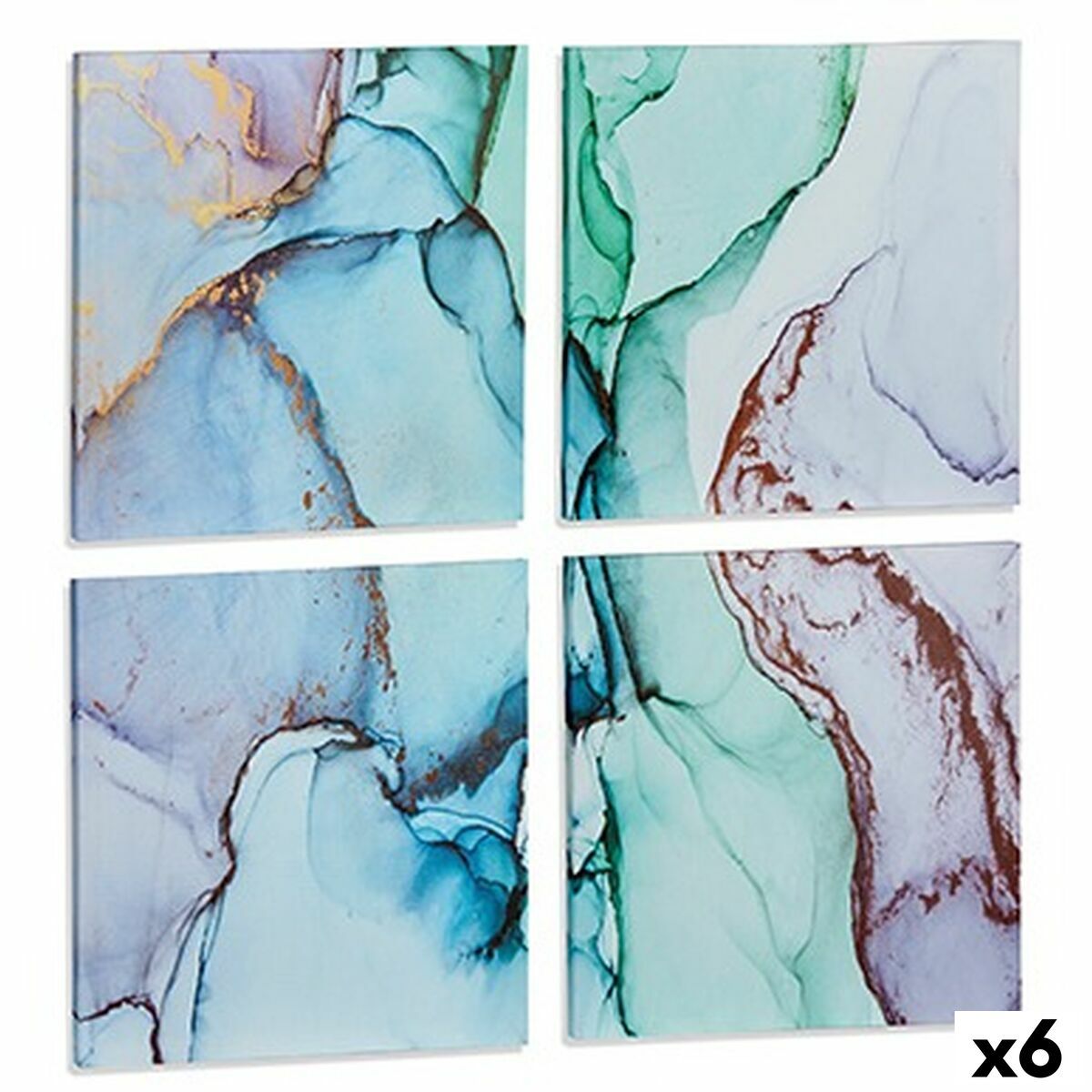 Lienzo Gift Decor Lienzo 35 x 7 x 35 cm Mármol Azul (6 Unidades)