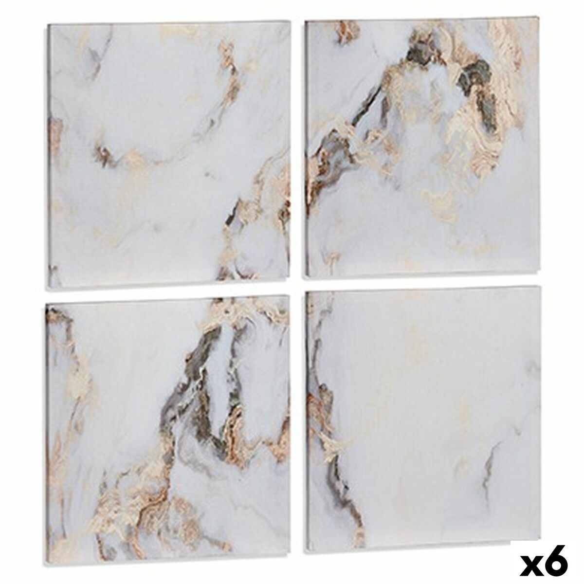 Lienzo Gift Decor Lienzo 35 x 7 x 35 cm Mármol Blanco (4 Piezas) (6 Unidades)