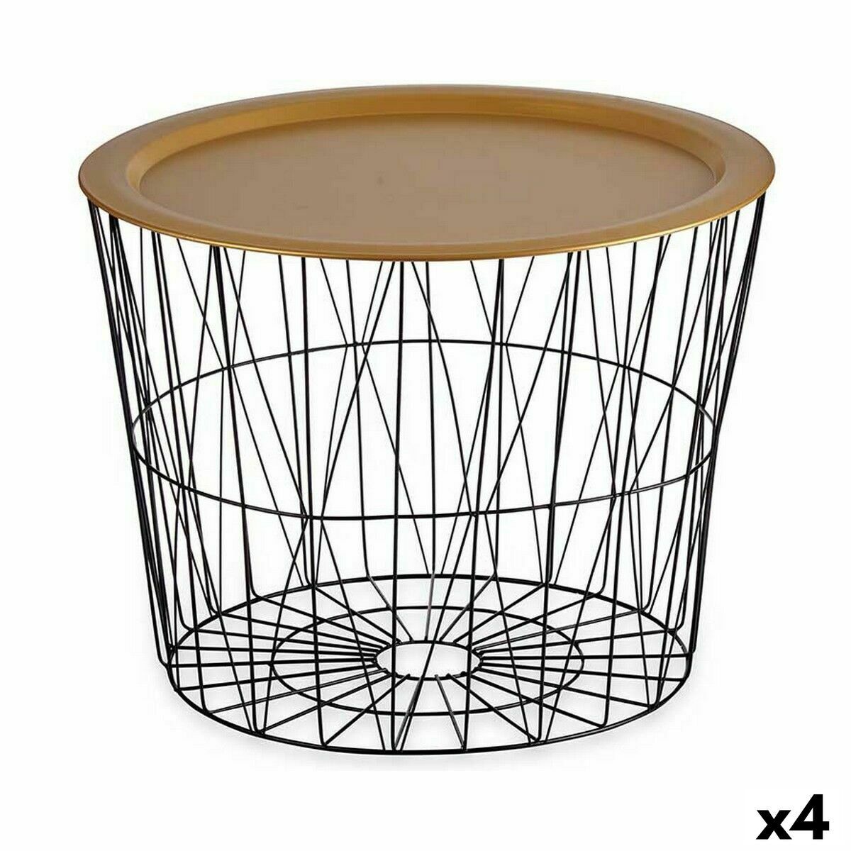 Mesa auxiliar Gift Decor Negro Dorado 62 x 45,5 x 62 cm (4 Unidades)