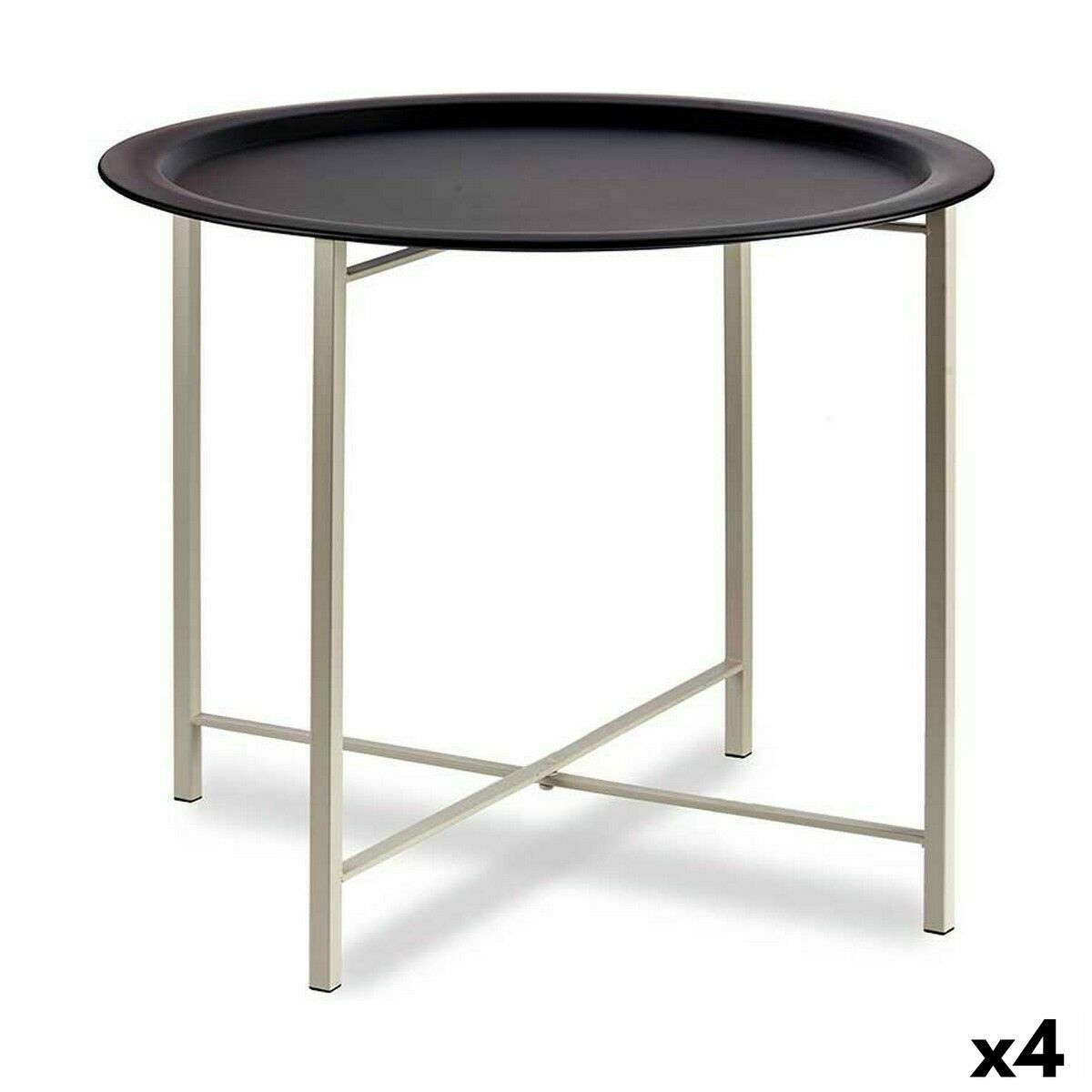 Mesa auxiliar Gift Decor Blanco Negro 62 x 48,5 x 62 cm (4 Unidades)