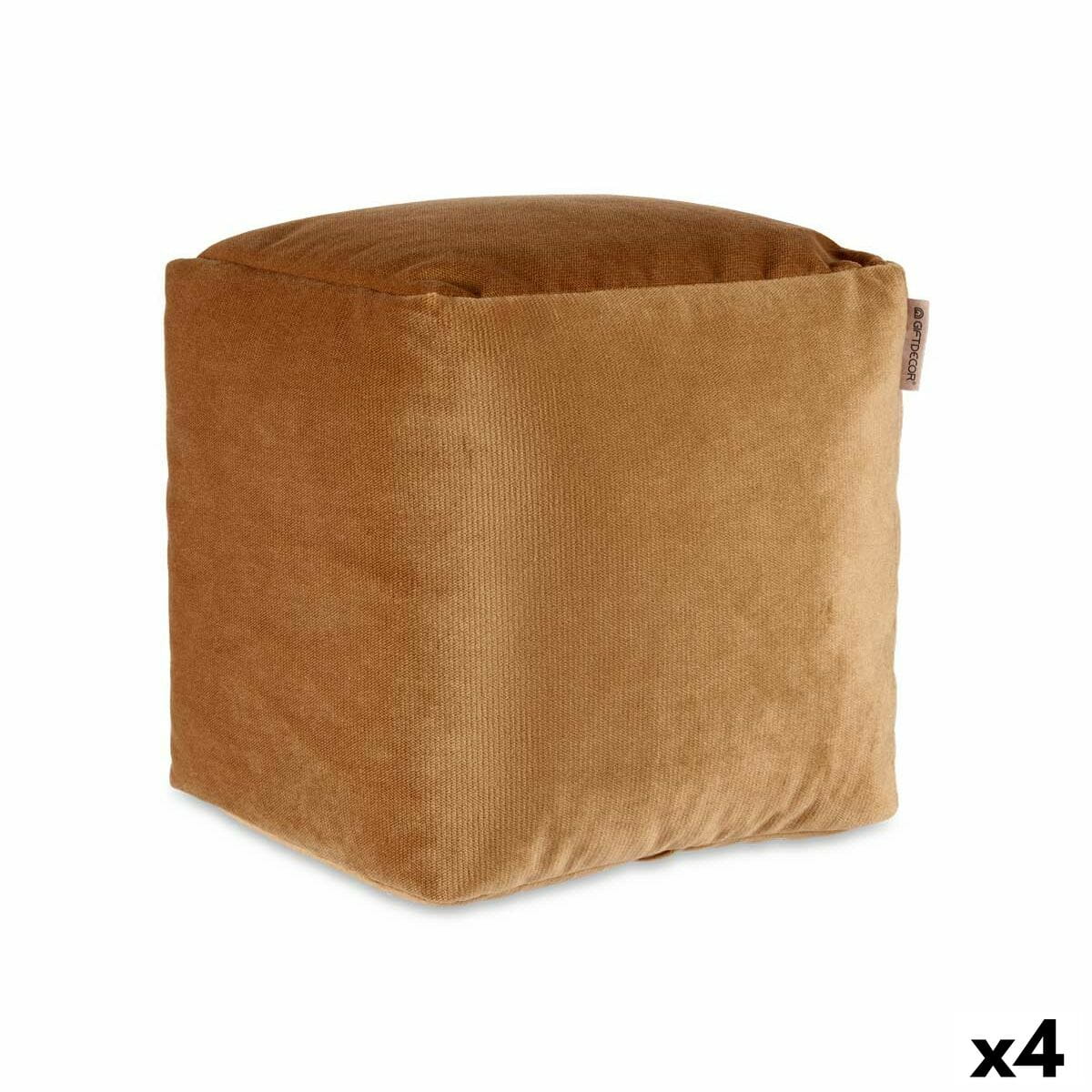Puff Gift Decor Beige Poliestireno Terciopelo (4 Unidades)